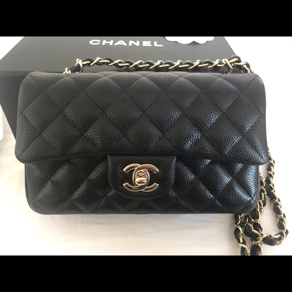 Chanel Black Caviar Rectangular Mini Flap LGHW - Picture 2 of 8
